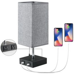 USB Charging Cloth Cover Table Lamp American Simple And Modern