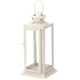 Accent Plus Square White Star Candle Lantern - 8 inches