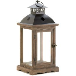 Accent Plus Wood Frame Candle Lantern - 18.5 inches