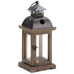 Accent Plus Wood Frame Candle Lantern - 12 inches