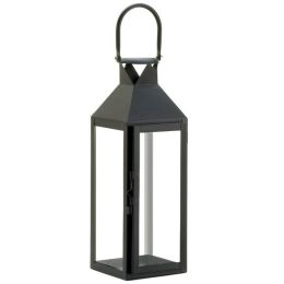 Accent Plus Square Clear Glass Black Candle Lantern - 15 inches
