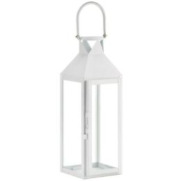 Accent Plus Square Clear Glass White Candle Lantern - 15 inches