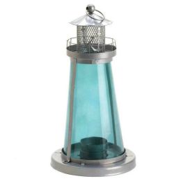 Accent Plus Tinted Glass Lighthouse Candle Lantern