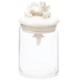 Accent Plus Glass Jar with Porcelain Flower Lid
