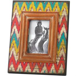 Accent Plus Ikat-Style Chevron Weathered-Look Photo Frame - 4x6