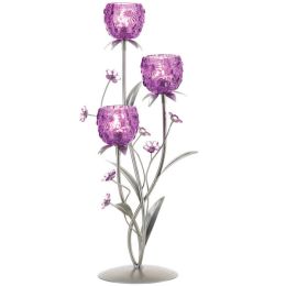Accent Plus Purple & Silver Three-Flower Candle Holder