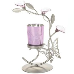 Accent Plus Lily Flower Butterfly Candle Holder