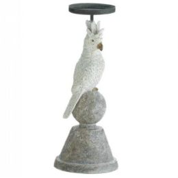 Accent Plus White Cockatoo Candle Holder - 11 inches