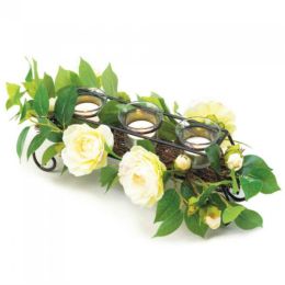Accent Plus White Faux Floral Candle Holder Centerpiece