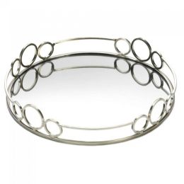 Accent Plus Silver Circles 12-inch Mirror Tray