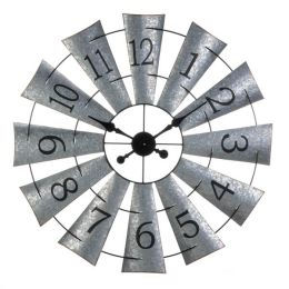 Accent Plus Galvanized Metal Windmill Wall Clock