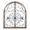 Accent Plus Arched Wood and Iron Swirls Wall Decor