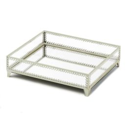 Accent Plus Silver Jewelry Tray with Mirrored Base