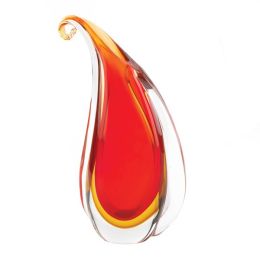 Accent Plus Teardrop Art Glass Vase with Curl - Red