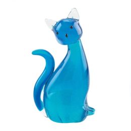 Accent Plus Art Glass Figurine - Blue Cat