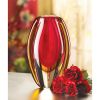 Accent Plus Red and Gold Sunfire Glass Vase